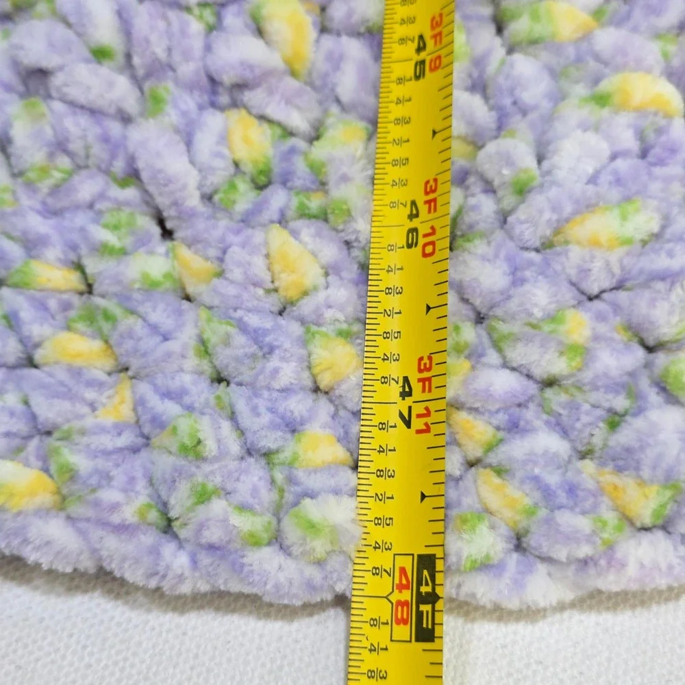 Handmade Crochet Baby Blanket 36x48 Purple Yellow Green Soft Throw Boho Nursery